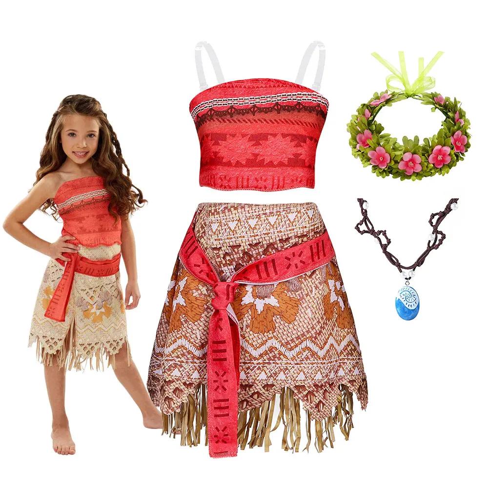 Costume de jeu de rôle de dessin animé Ocean Adventure, déguisement Moana deux pièces pour filles, C
