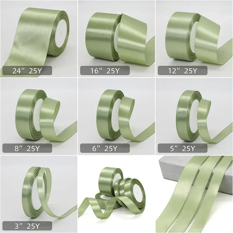 Ruban vert sauge Matcha 22 mètres, ruban vert clair, emballage cadeau, Bouquet de fleurs, artisanat,