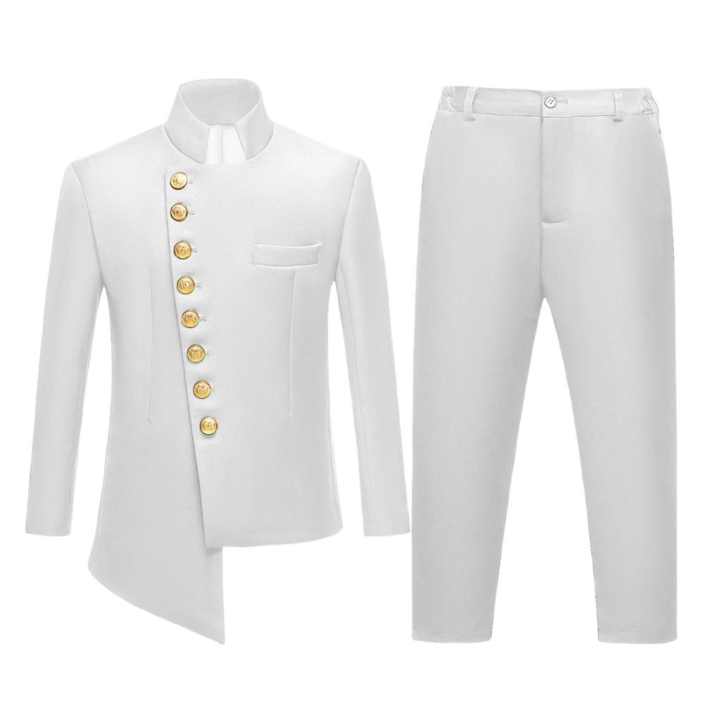 Ensemble de costume deux pièces pour enfants, boutons dorés, coupe cintrée, smoking formel, vêtement