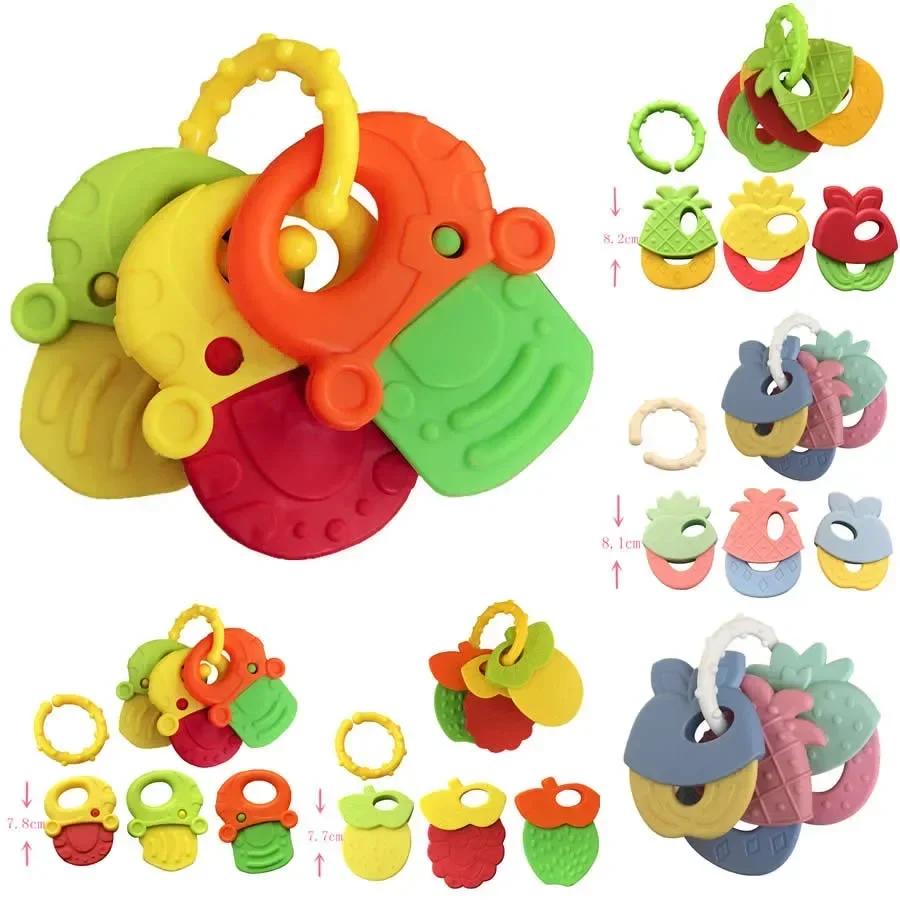 TeWindsor-Hochet de dentition en caoutchouc souple pour bébé, jouets en silicone de qualité alimenta
