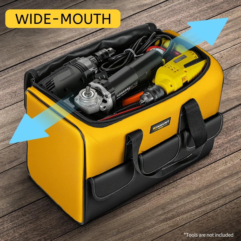 Sac à outils de 17 pouces, grand sac à outils avec 6 poches extérieures, sac à outils pour électrici