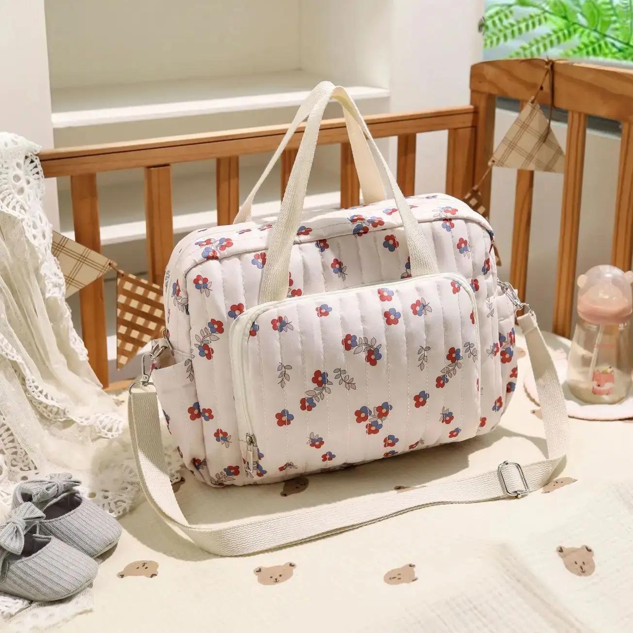 Sac à couches de Style coréen pour nouveau-né, sac à bandoulière pour maman, broderie matelassée, or