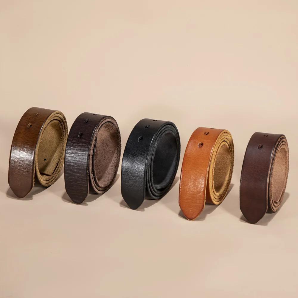3.8 cm de largeur mâle sans boucle ceintures pour hommes boucle ardillon trou sangle peau de vache b
