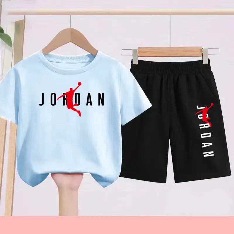 Ensemble robe et short d'été noir et blanc pour enfants, adapté aux enfants de 3 à 12 ans, avec moti