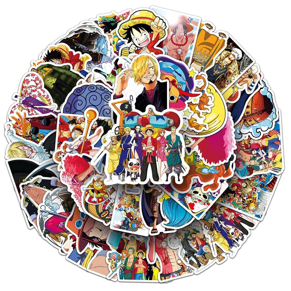 50 pièces une pièce Luffy autocollants Anime décalcomanies jouets bricolage cahier moto Skateboard t