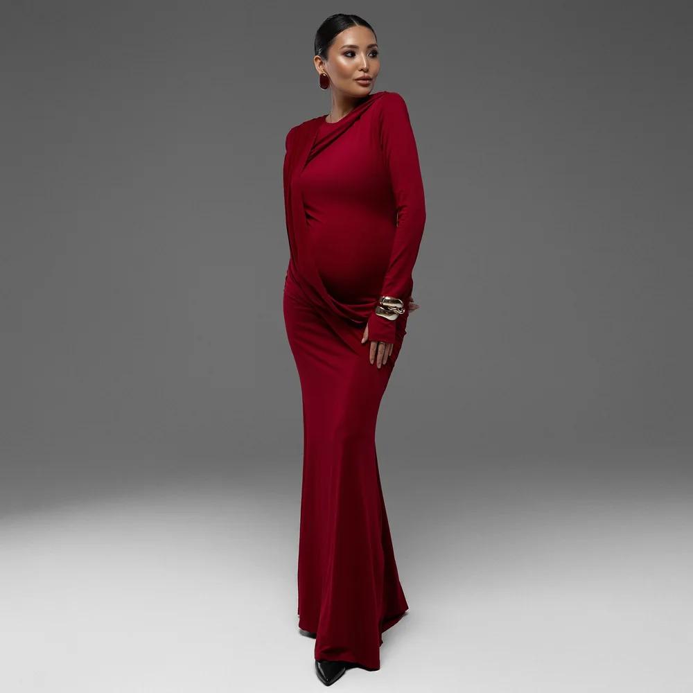 Robes de maternité pour séance photo, robe dos nu de couleur unie, vêtements de baby shower pour fem