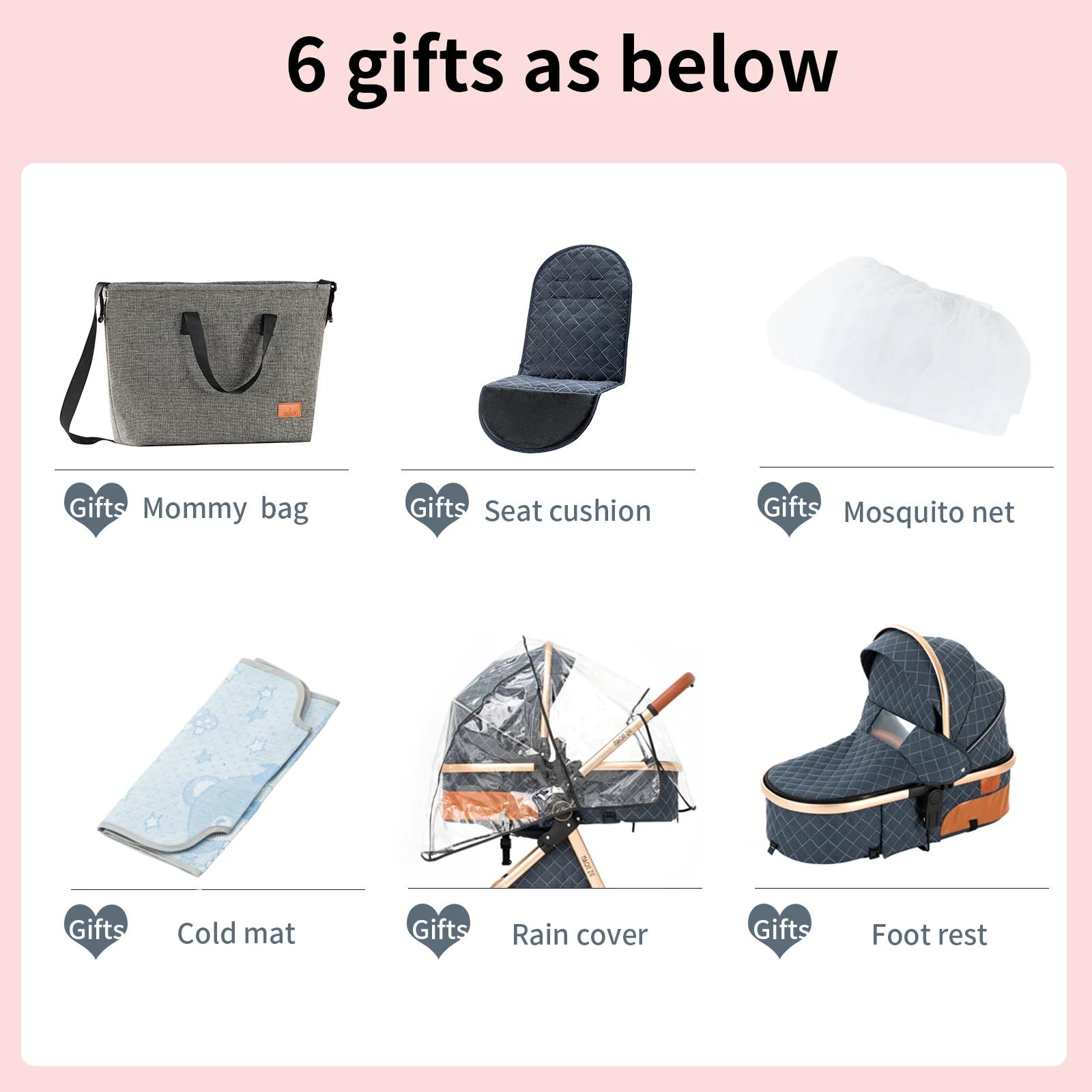 Landau pliable ultraléger de naissance, ensemble de voyage léger 3 en 1 pour poussette pour bébé, Bu