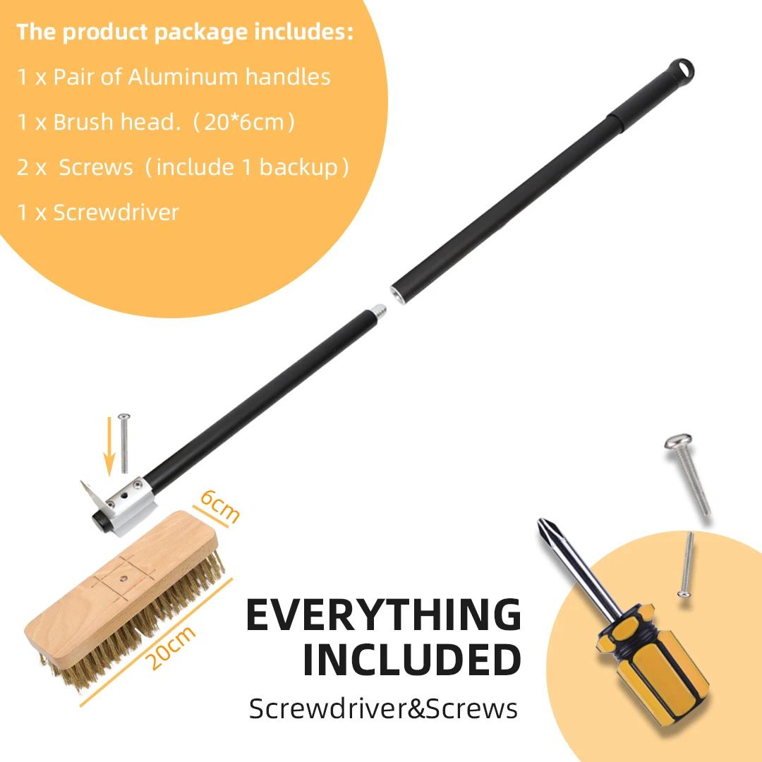Brosse de four à Pizza, brosse de poêle en cuivre, poils en laiton et bois, manche Long, brosse de n