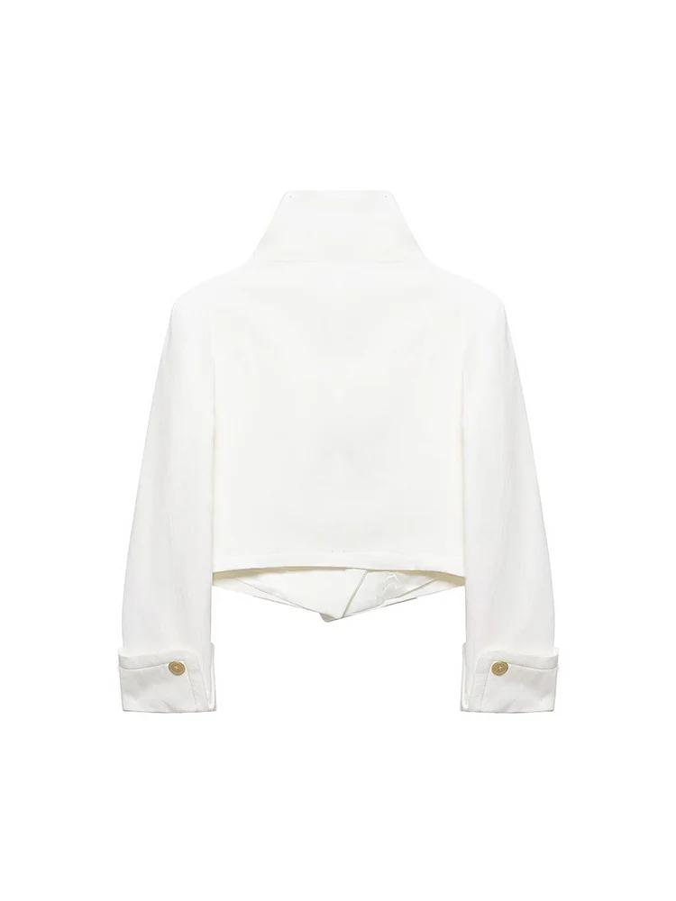 Nouvelle veste décontractée pour femme à col montant, manches longues, boutonnée, couleur unie, styl