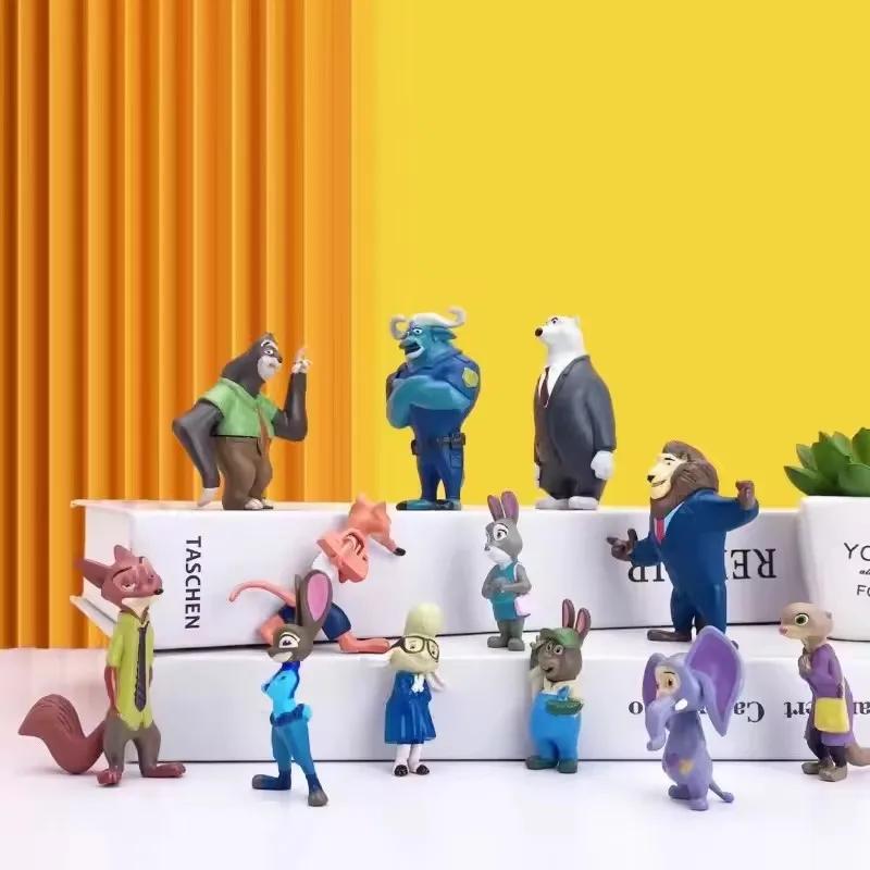 Nouvelles figurines d'action des animaux de Zootopia, 12 pièces/ensemble, lapin Judy Hopps, renard N