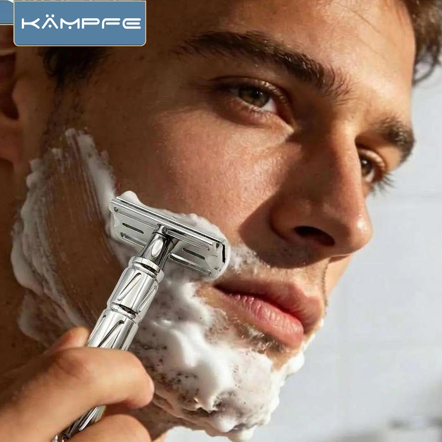 Rasoir de sécurité à double tranchant KAMPFE pour hommes, rasoir de précision en acier inoxydable fa