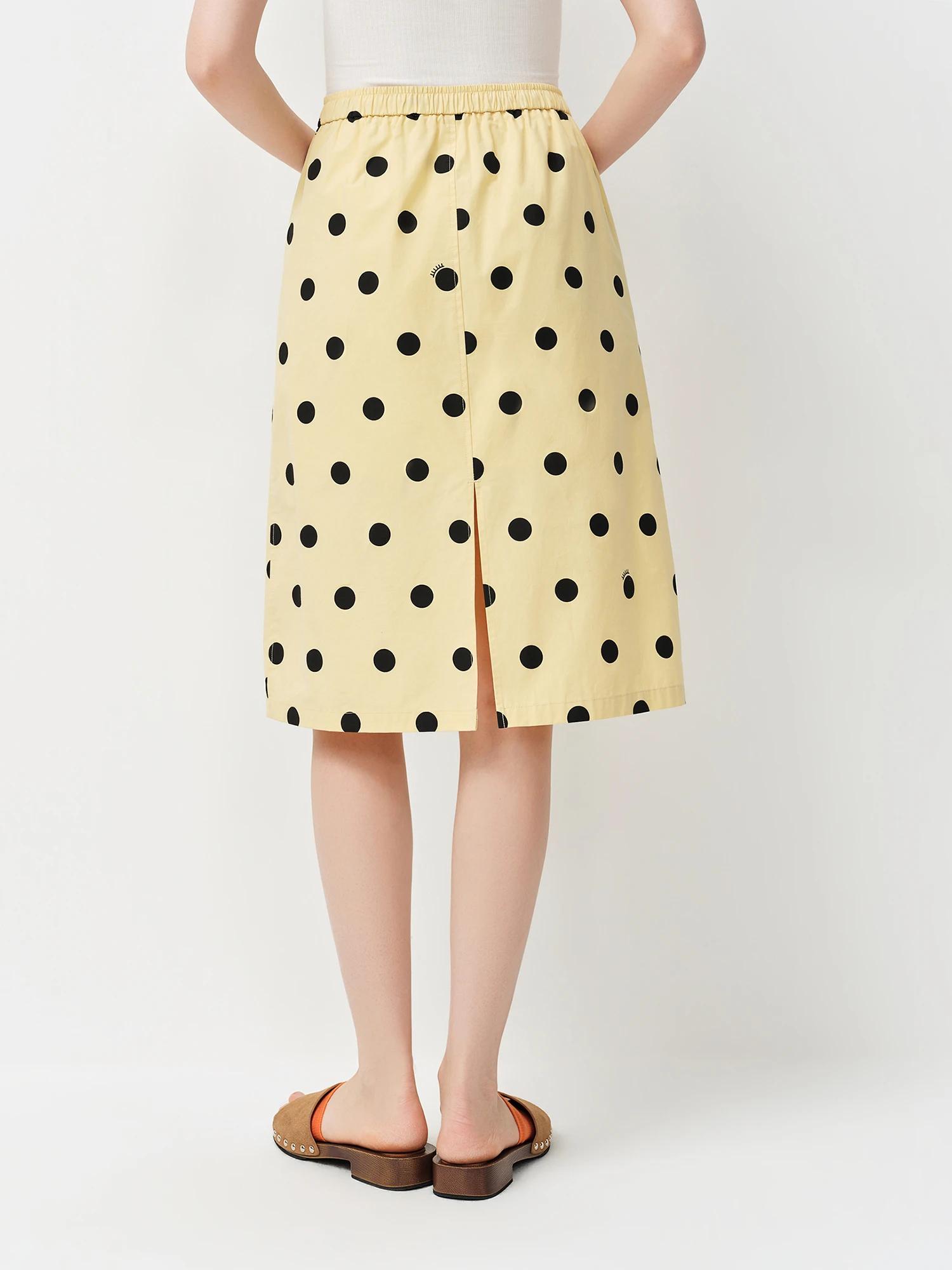 Jupe trapèze droite à pois pour femme, nouvelle collection printemps 2026, style rétro, taille élast