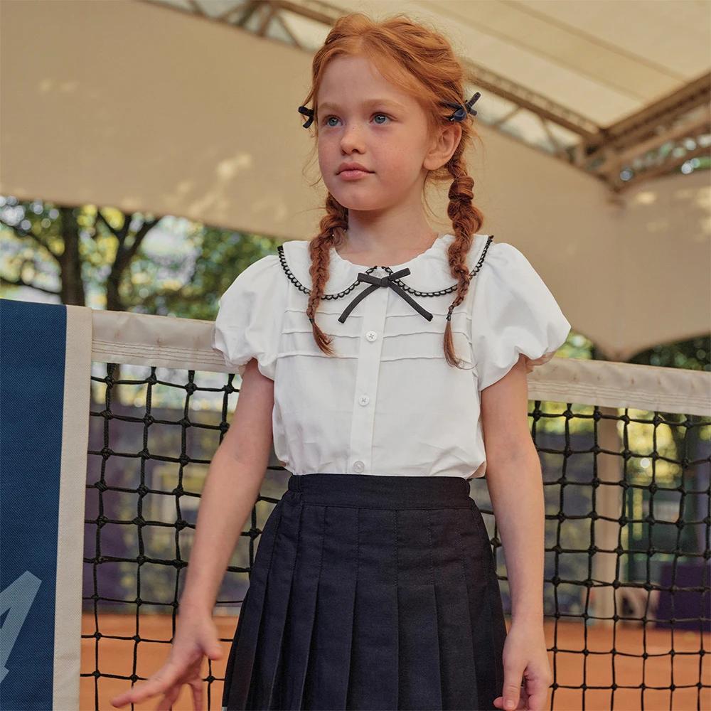 Chemise d'été pour enfants Dave Bella, chemisier en coton à manches courtes pour filles, 7-13 ans, h
