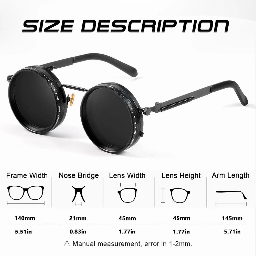 CRIXALIS lunettes de soleil rondes polarisées ND9 gradation réglable hommes femmes rétro Punk hommes