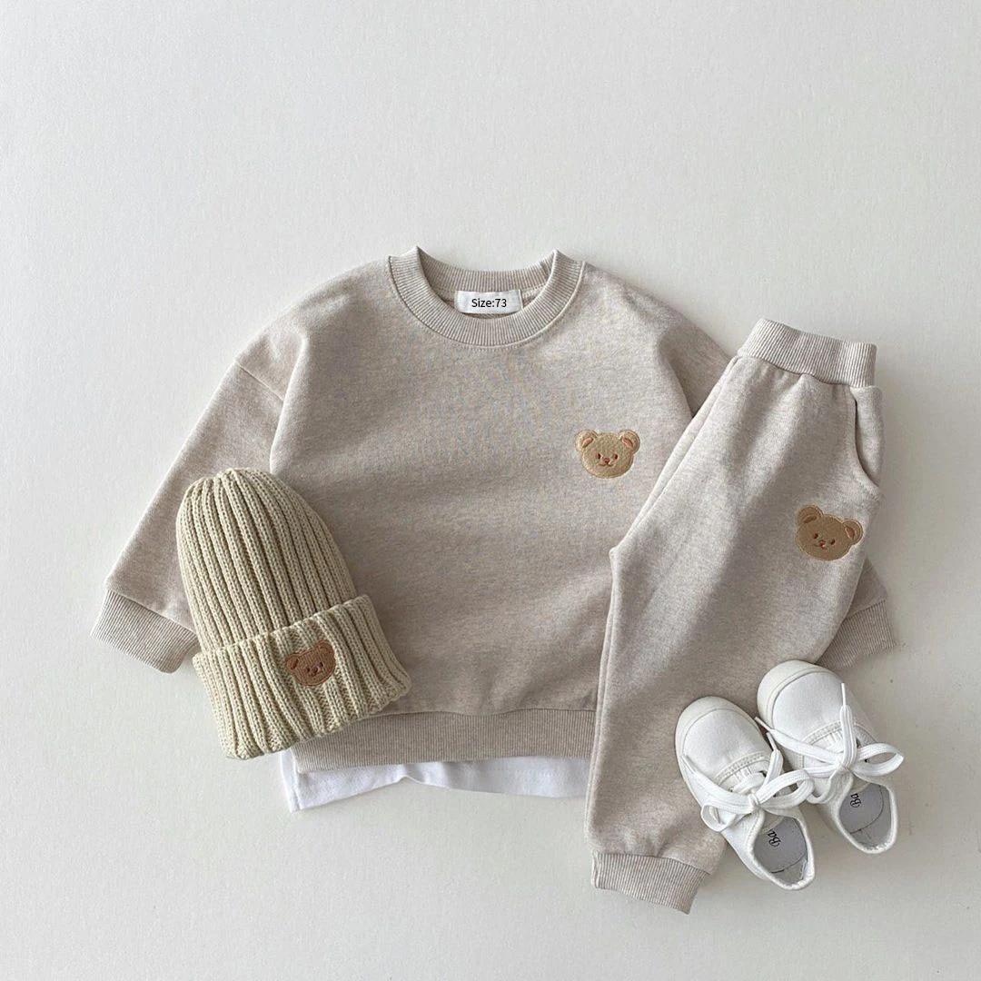 Ensemble sport bébé ours sweat pantalon 2 pièces - Vêtements automne enfants bas âge garçons filles confortables