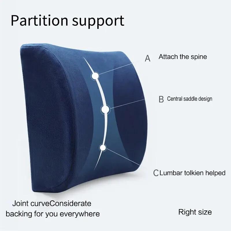 Support lombaire en coton respirant, mémoire de forme, bureau et voiture, quatre saisons