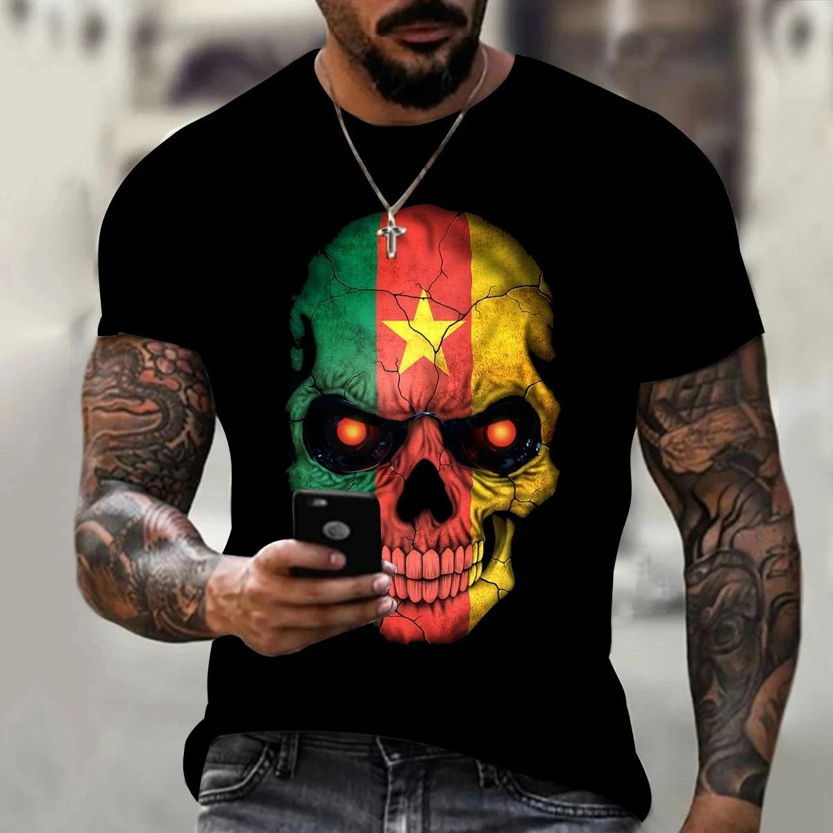 Crâne 3D T-shirt pour hommes mode Hip Hop col rond chemise à manches courtes Harajuku hommes T-shirt