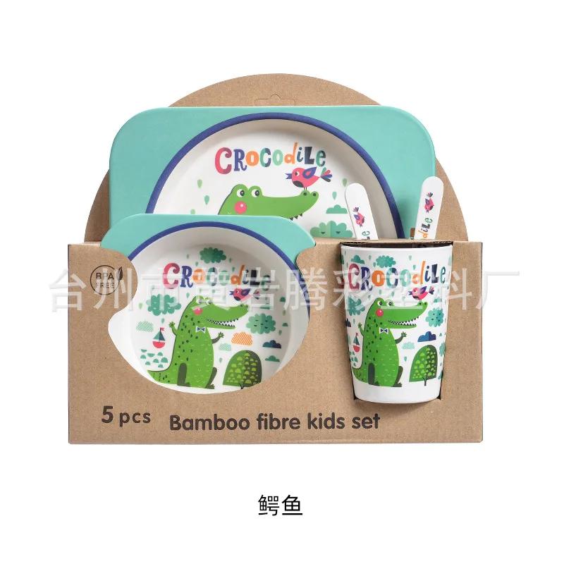 Ensemble de bols en bambou naturel pour bébé, 5 pièces, mignon, dessin animé, cadeau