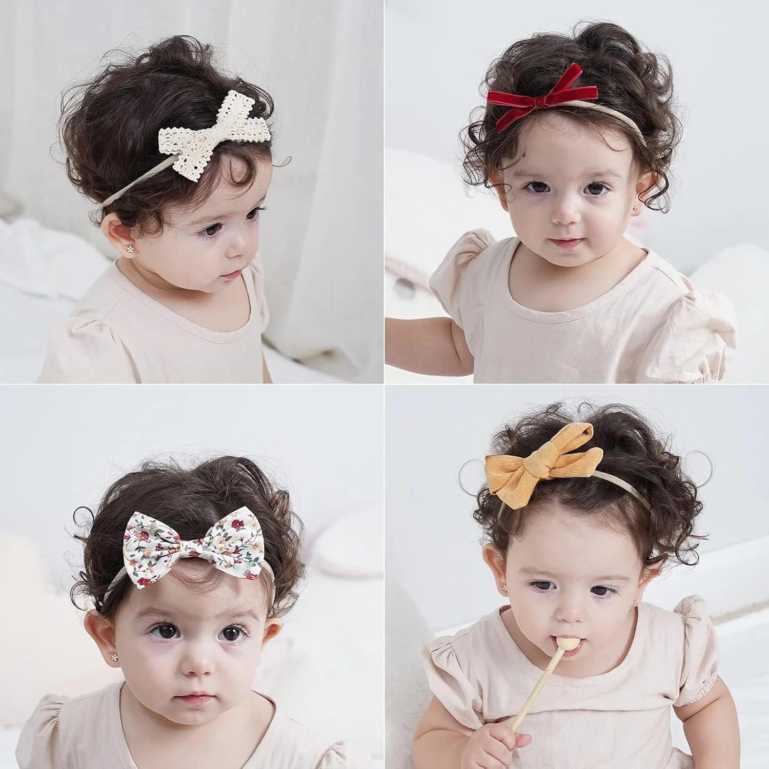 20 pièces/lot bébé fille bricolage bandeaux en Nylon doux sans trace bandeau extensible pour enfants