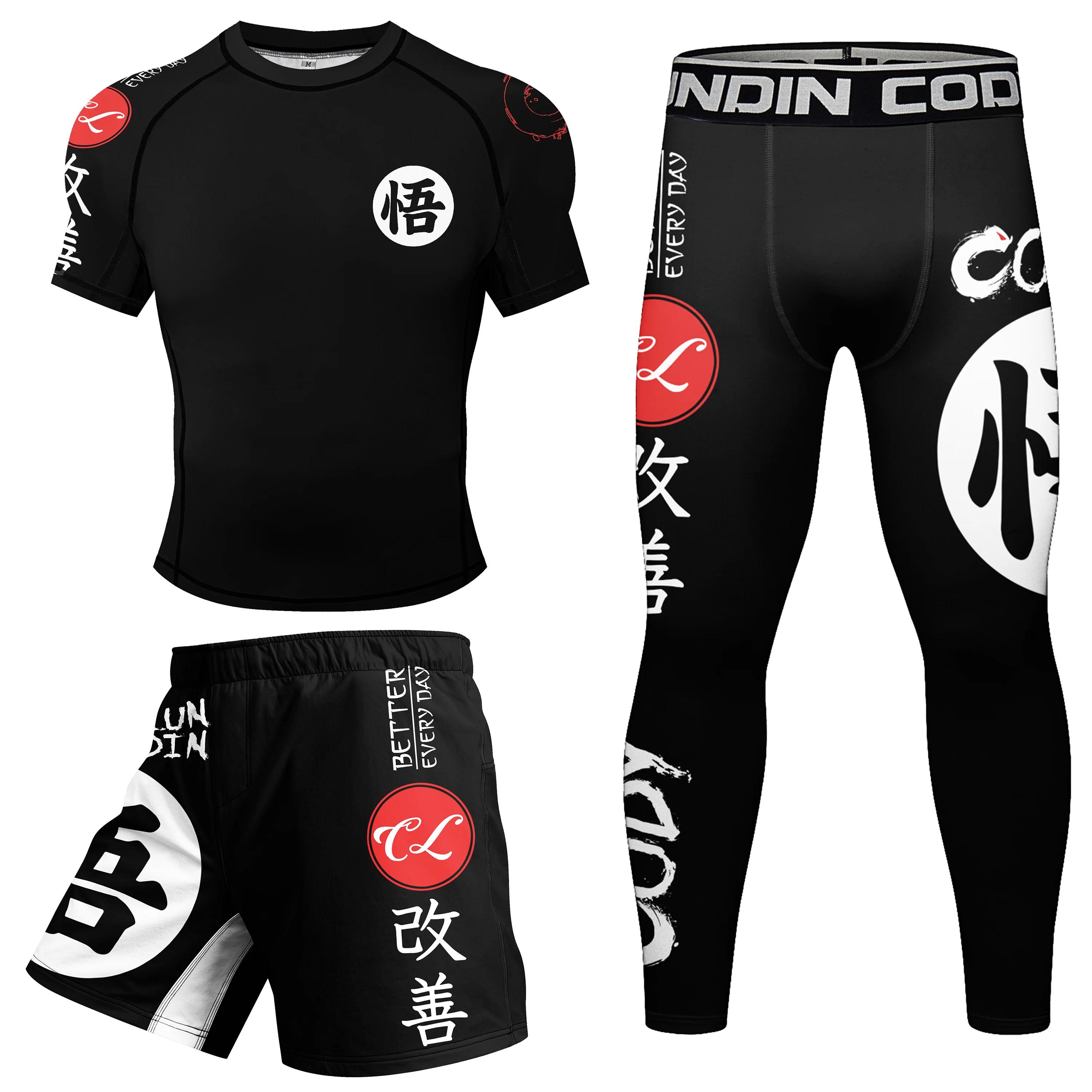 MMA Rash Guard Set pour hommes, caoutchouc antidérapant, sublimation en gros, manches courtes, garde