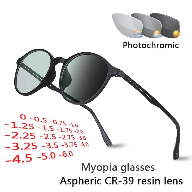 Lunettes photochromiques ultralégères en titane pour hommes et femmes, verres pour myopie, lunettes