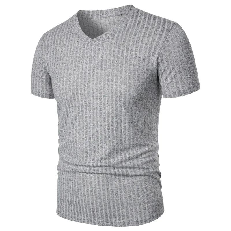 T-shirts musculaires à manches courtes pour hommes, col en V extensible, musculation, Streetwear lég