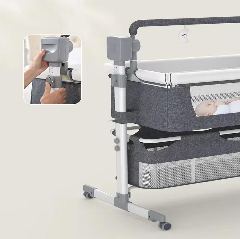 Berceau Électrique Portable pour Bébé avec Fonction Balancelle Automatique, Télécommande Bluetooth e