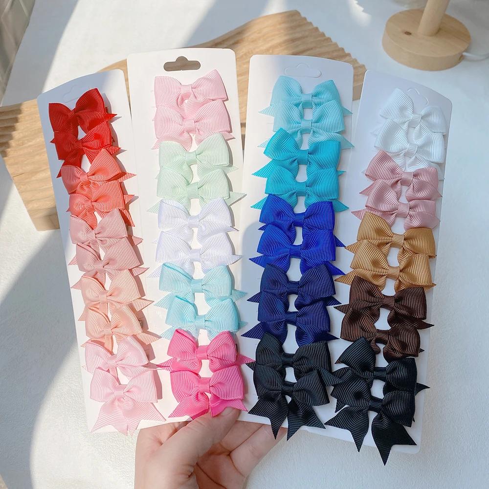 Pinces à cheveux avec nœuds pour enfants, couleur unie, pour bébés filles, ruban fait à la main, épi