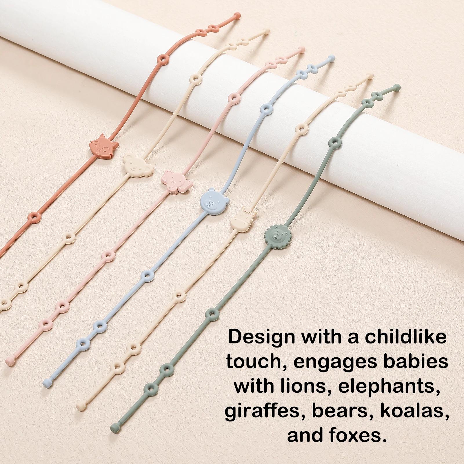 Clips sucette silicone souple 6 pièces - Accessoires réglables pour poussette et vêtements bébé