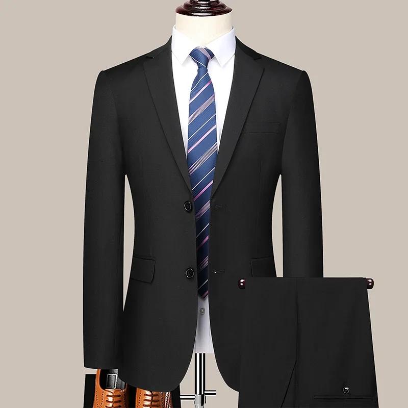 Costume d'affaires à deux boutons pour hommes, coupe cintrée, travail professionnel, ensemble deux p