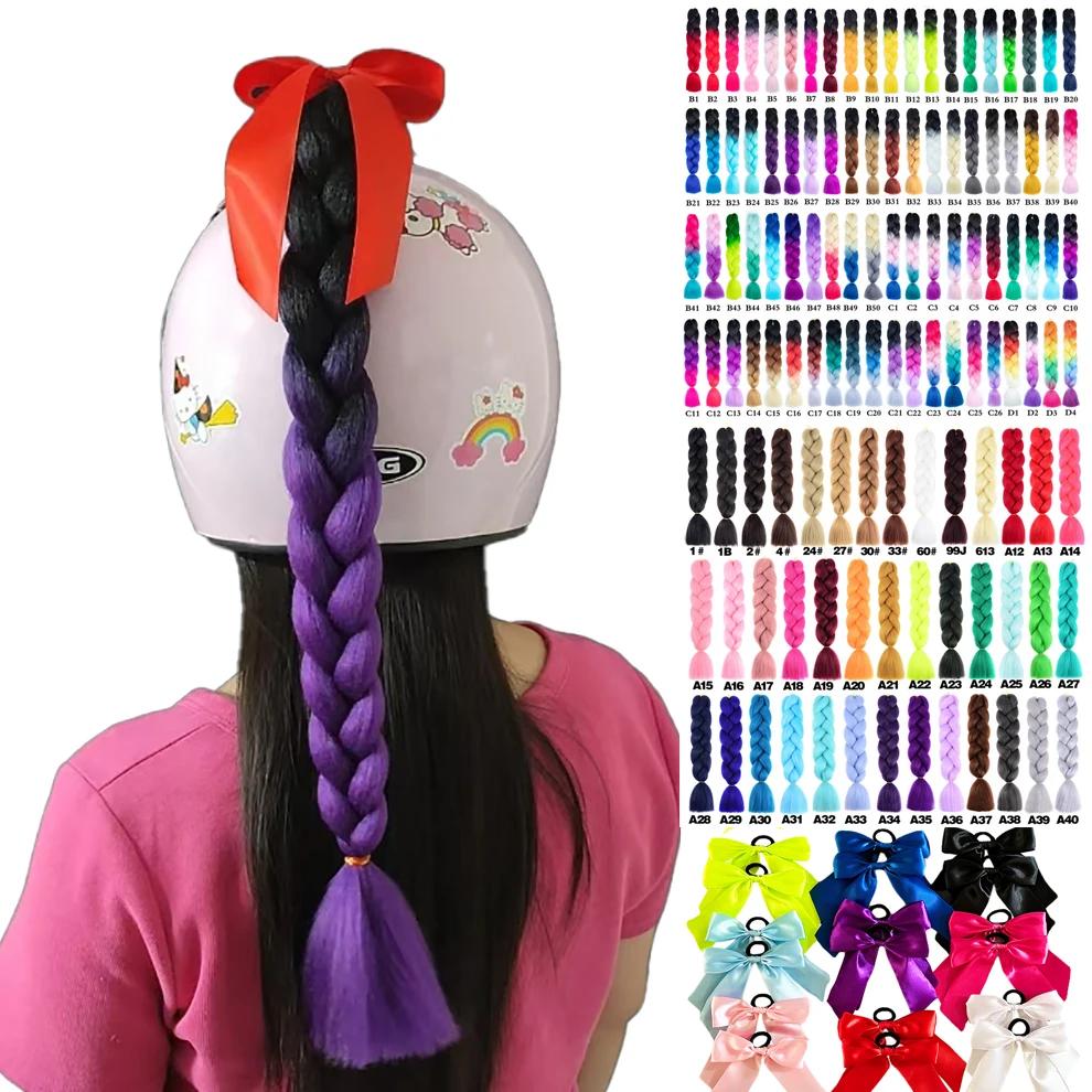 24 pouces haute qualité casque tresses Jumbo perruques tresses cheveux queue de cheval pour moto cyc