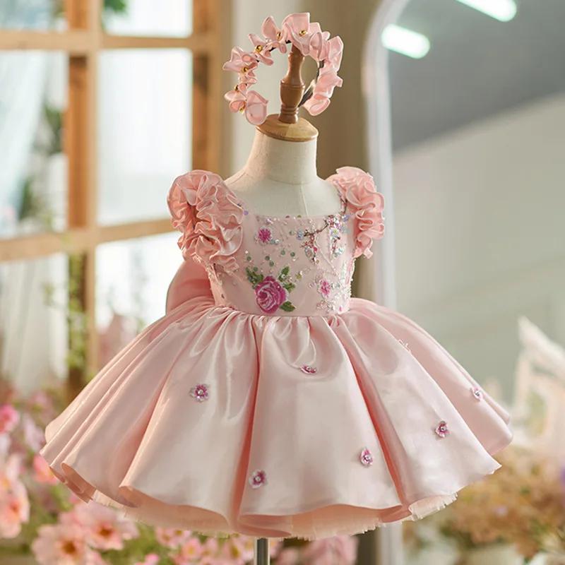 Robe de soirée haut de gamme pour bébé fille, vêtements pour enfants doux, 0-4 ans, littérature, nou