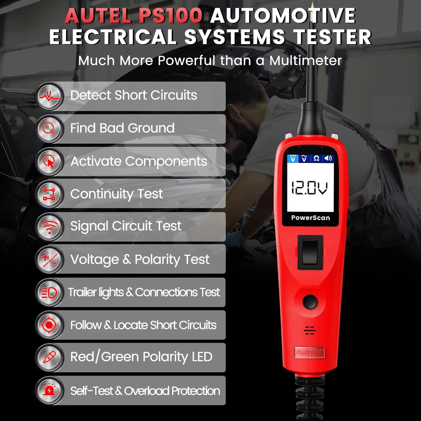 Autel PS100 testeur de sonde de Circuit d'alimentation automobile 12V 24V système électrique outil d
