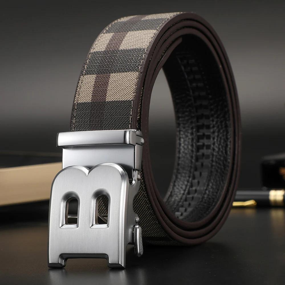Haute qualité large 3.4 cm hommes ceinture en cuir véritable toile luxe sangle hommes ceintures pour