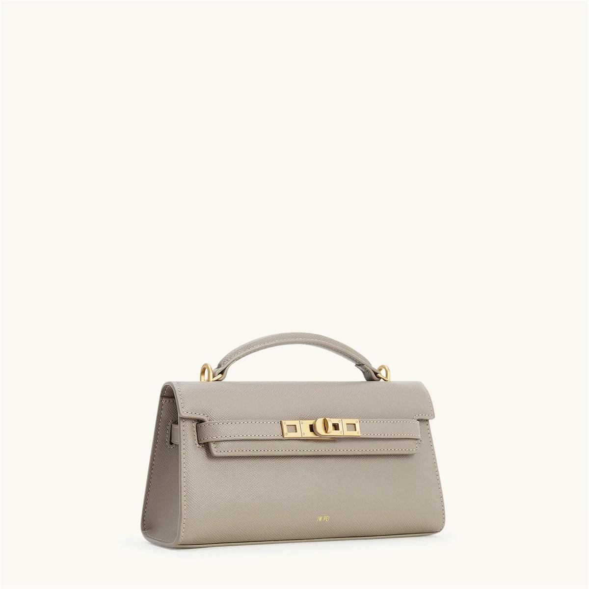 Sac à main de luxe en cuir et tissé avec boucle métallique vintage, poignée courte élégante, sac fou