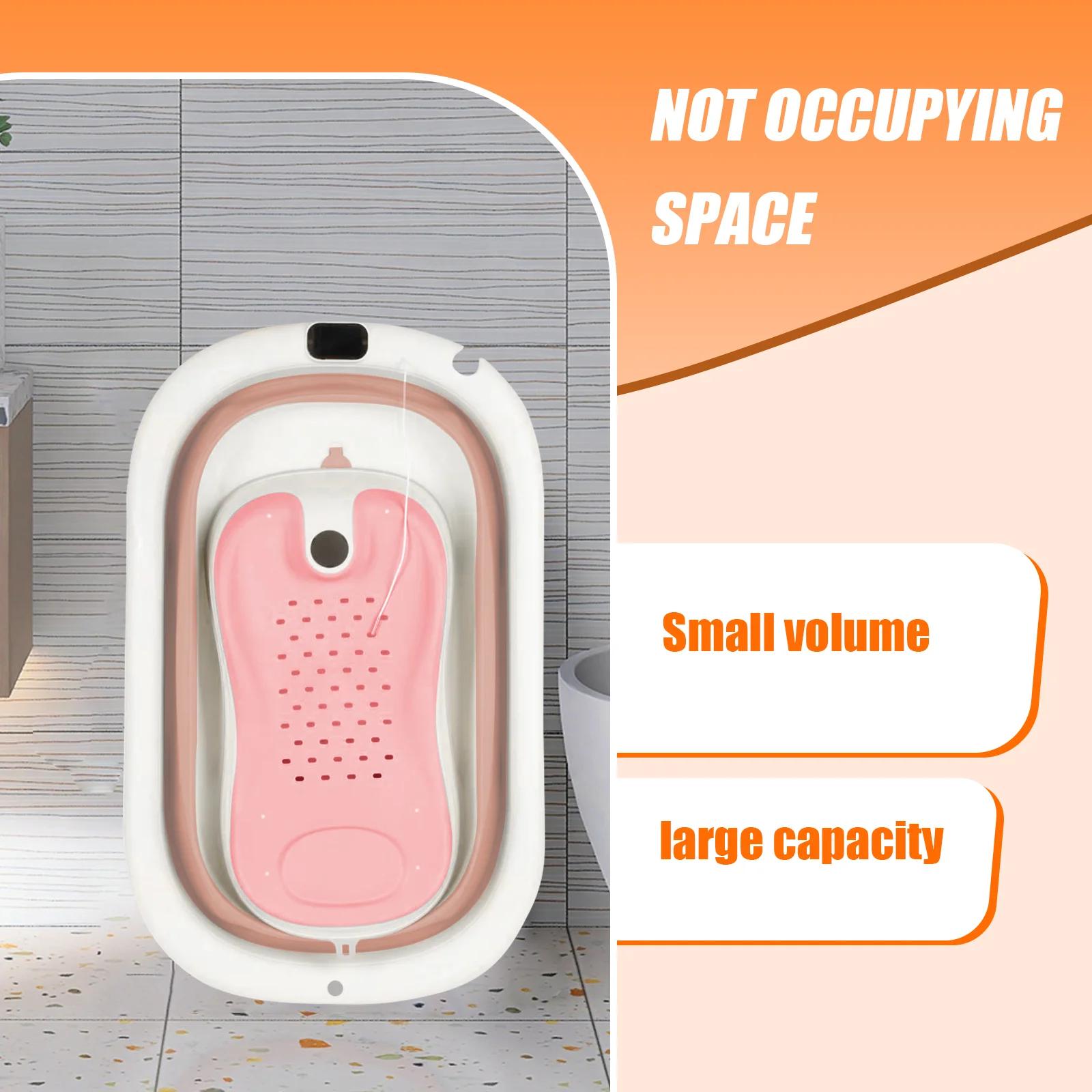 Baignoire Pliable Bébé, Avec Thermometre Digital, Coussin De Bain, Compacte Portable, Gris/Rose/Kaki