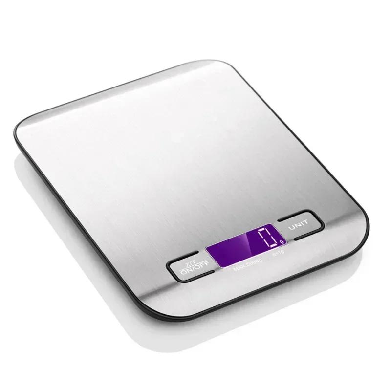 Balance de cuisine numérique 5kg/10kg, Balance alimentaire multifonction en acier inoxydable, affich