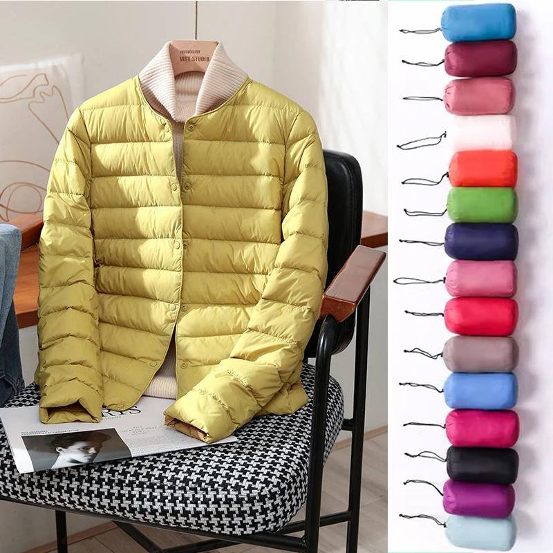 Vestes chaudes en duvet de canard blanc pour femme, manteaux bouffants Ultra légers et pliables, à l