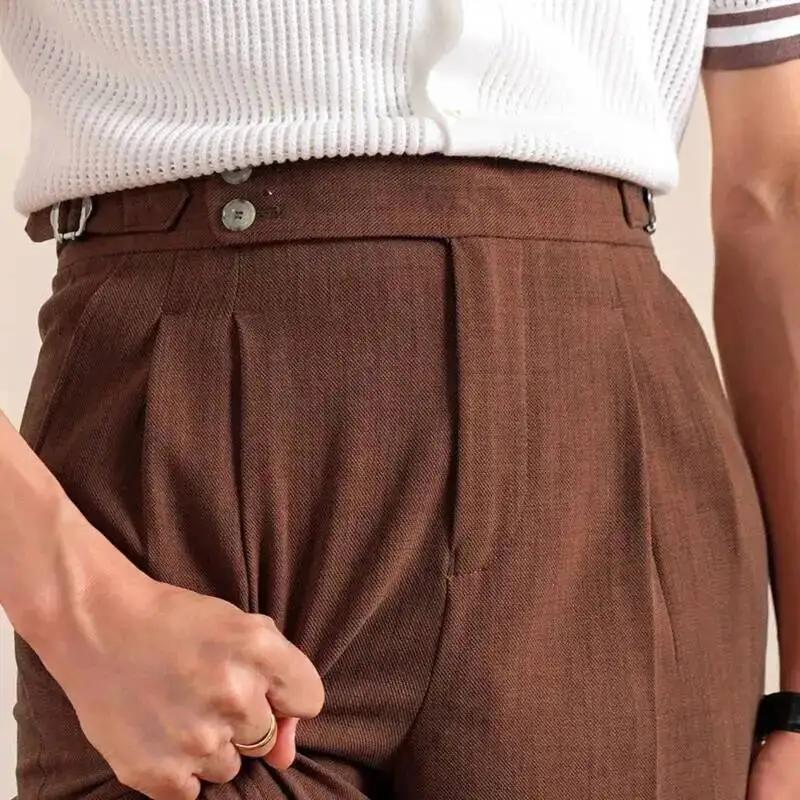 2025 nouveau Style italien Double plissé napolitain hommes pantalons formels décontracté affaires ja