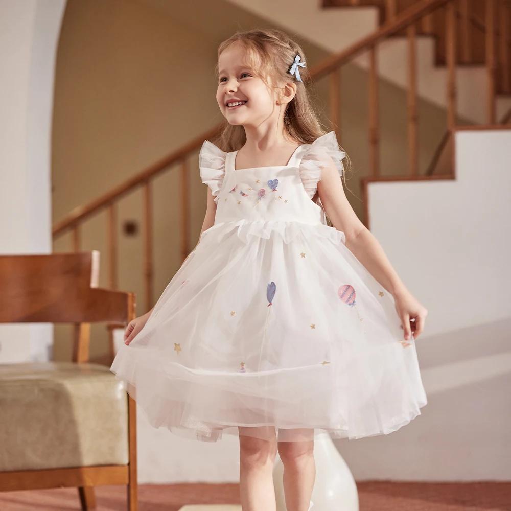 Robe de princesse en maille pour filles Dave Bella, robe de bal brodée sans manches pour enfants, ro