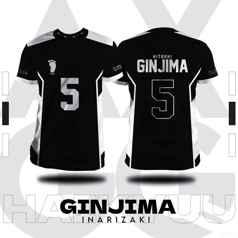 T-shirt d'été pour hommes, grande taille, imprimé en 3D, Haikyuu Inarizaki, motif de dessin animé Co