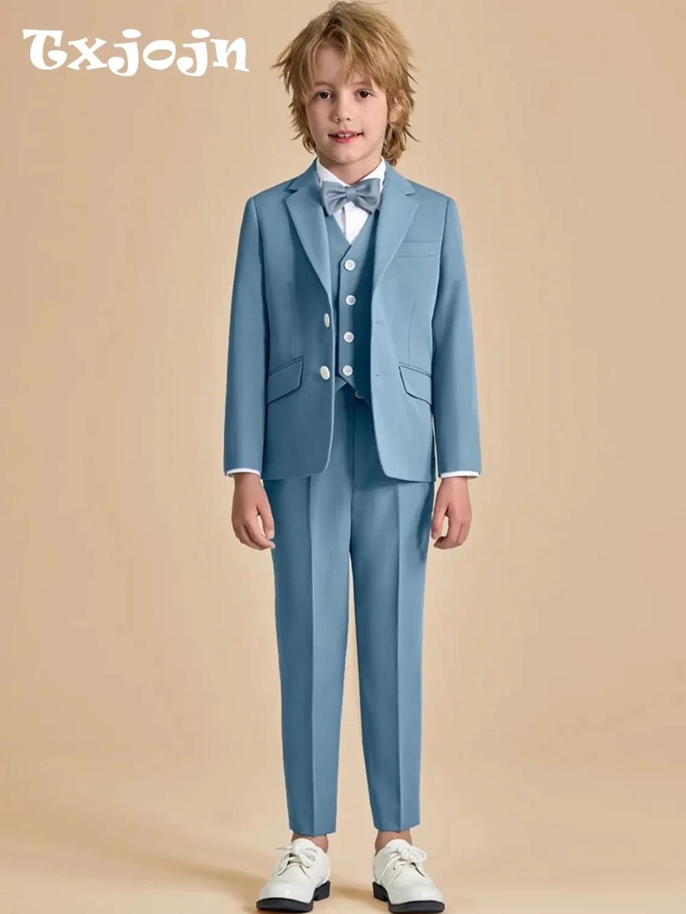 Beaux garçons Slim Fit costumes 3 pièces Piano Performance porter cranté revers enfants costume ense