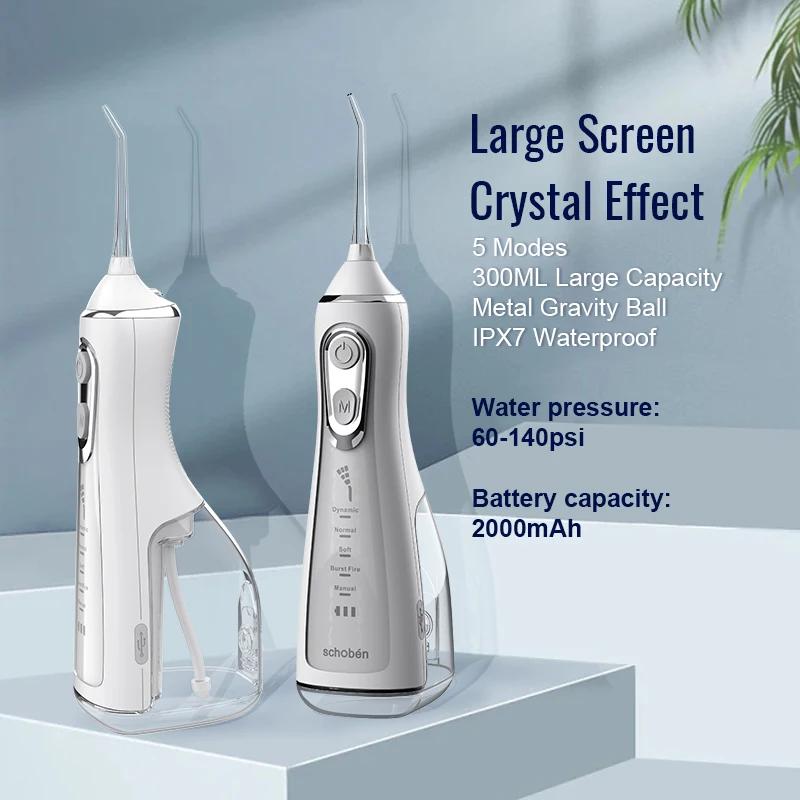 Irrigateur dentaire Portable, fil dentaire, Rechargeable par USB, 4 buses, Jet d'eau, réservoir d'ea