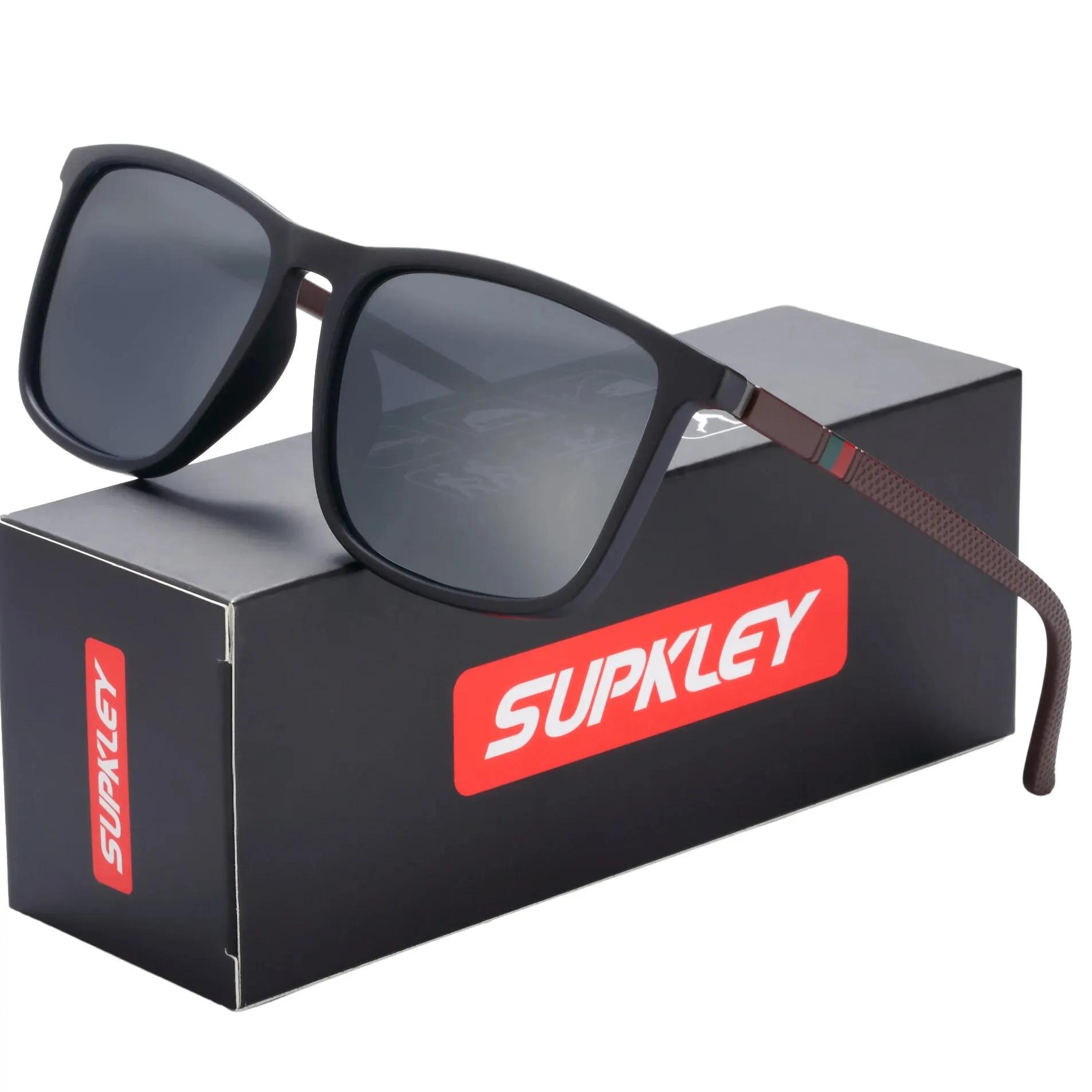 SUPKatteign- Lunettes de soleil de sport polarisées pour hommes, lunettes de soleil carrées pour hom
