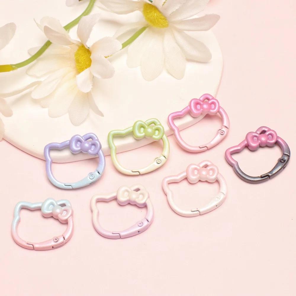 Sanrio Hello Kitty dégradé couleur printemps boucle anneau ouvert KT chat arc printemps anneau porte