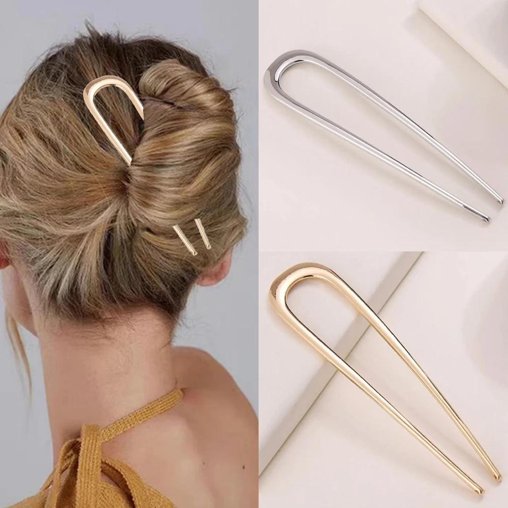 Épingle à cheveux Simple en forme de U, bâtons de cheveux en métal, pinces à cheveux françaises, épi