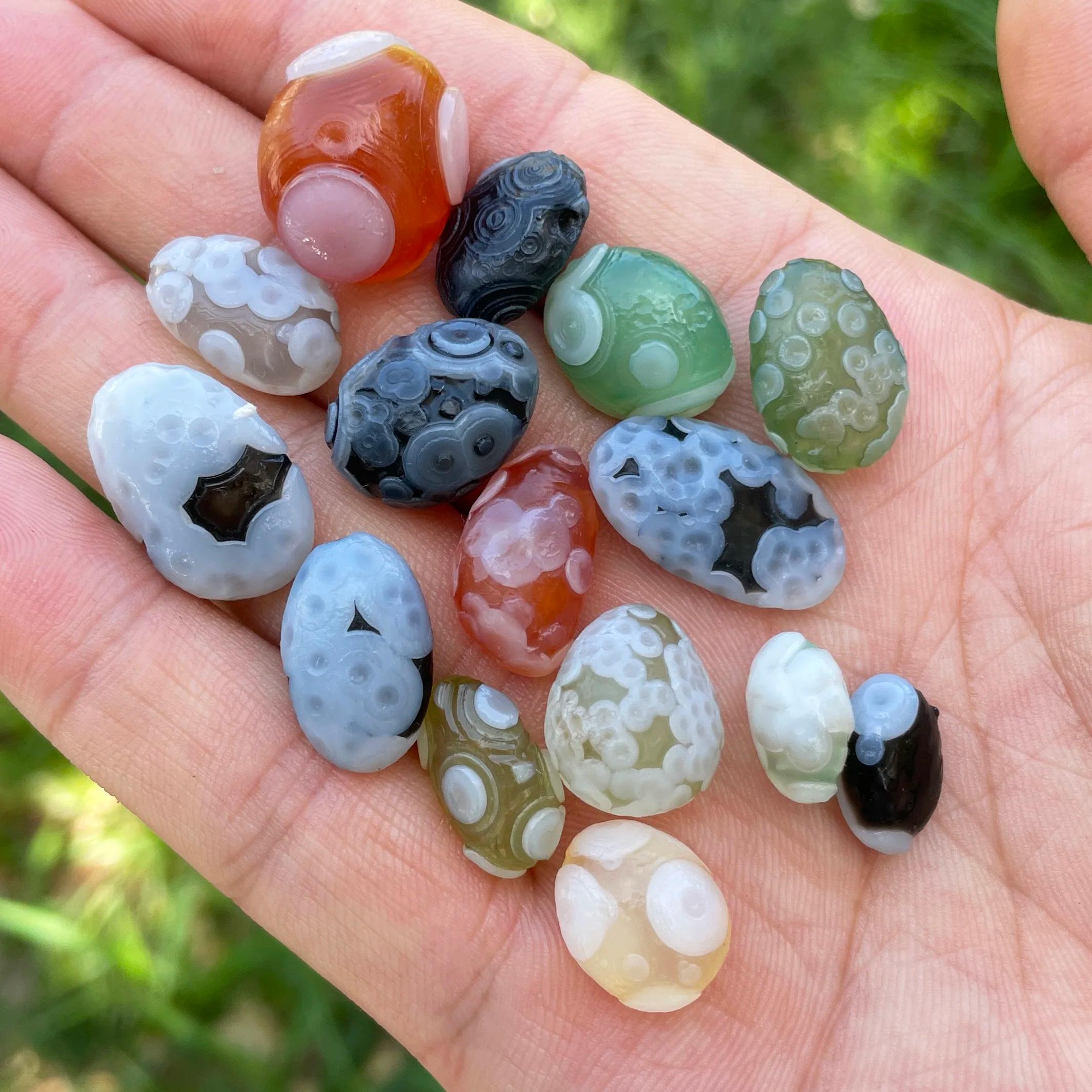 Agate Sardonyx Vert Naturel d'Alxa Gobi, Spécimen de Roche, Pierre de Guérison Énergétique, Décorati