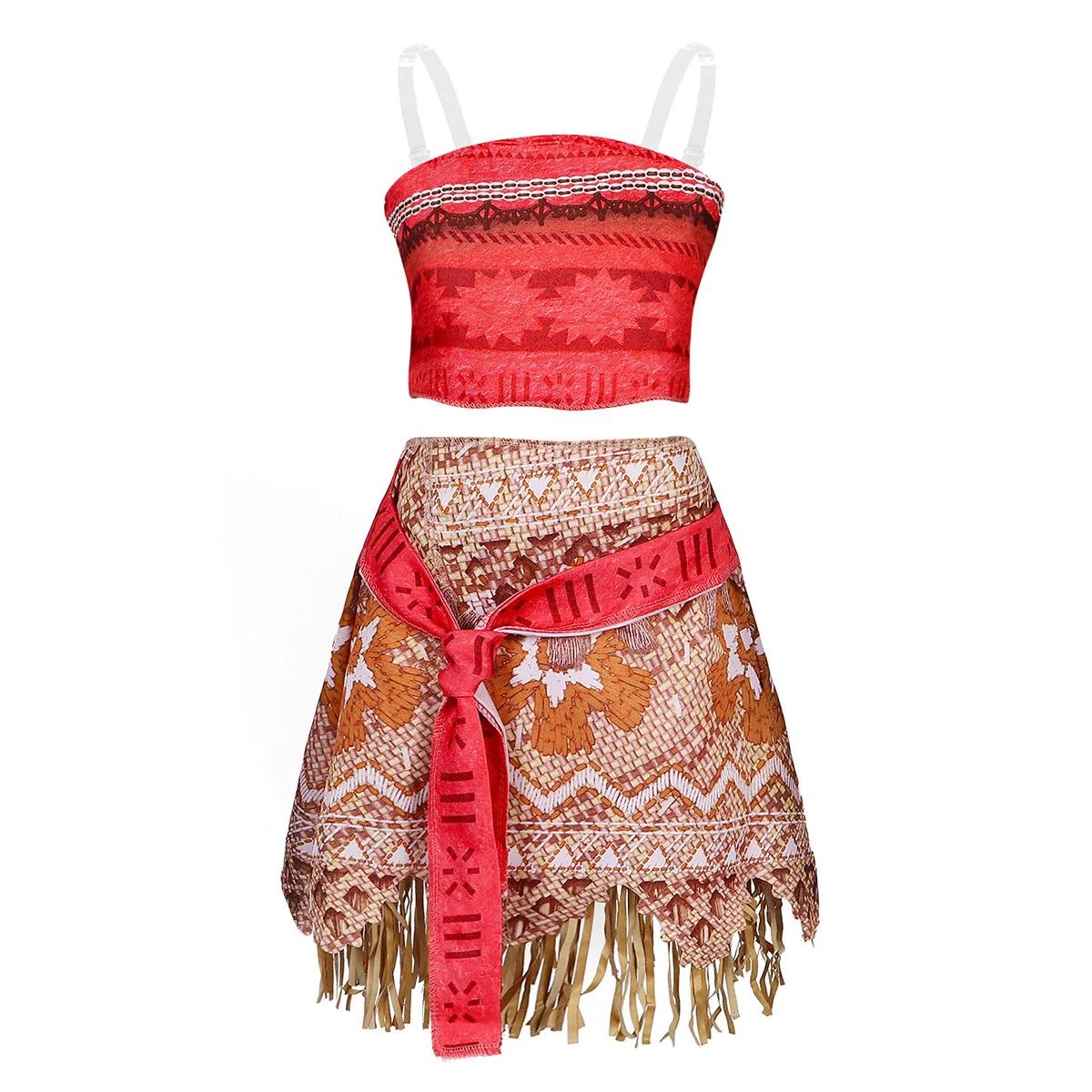 Costume de jeu de rôle de dessin animé Ocean Adventure, déguisement Moana deux pièces pour filles, C