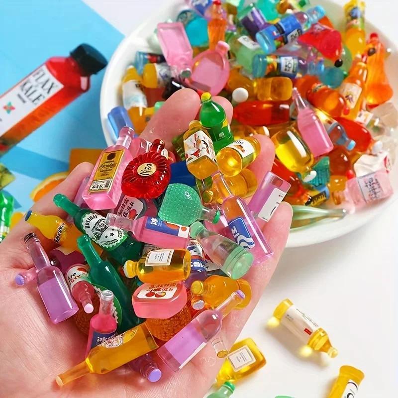 50 pièces de mini bouteille de boisson décoration de maison de poupée, bricolage étui de téléphone p
