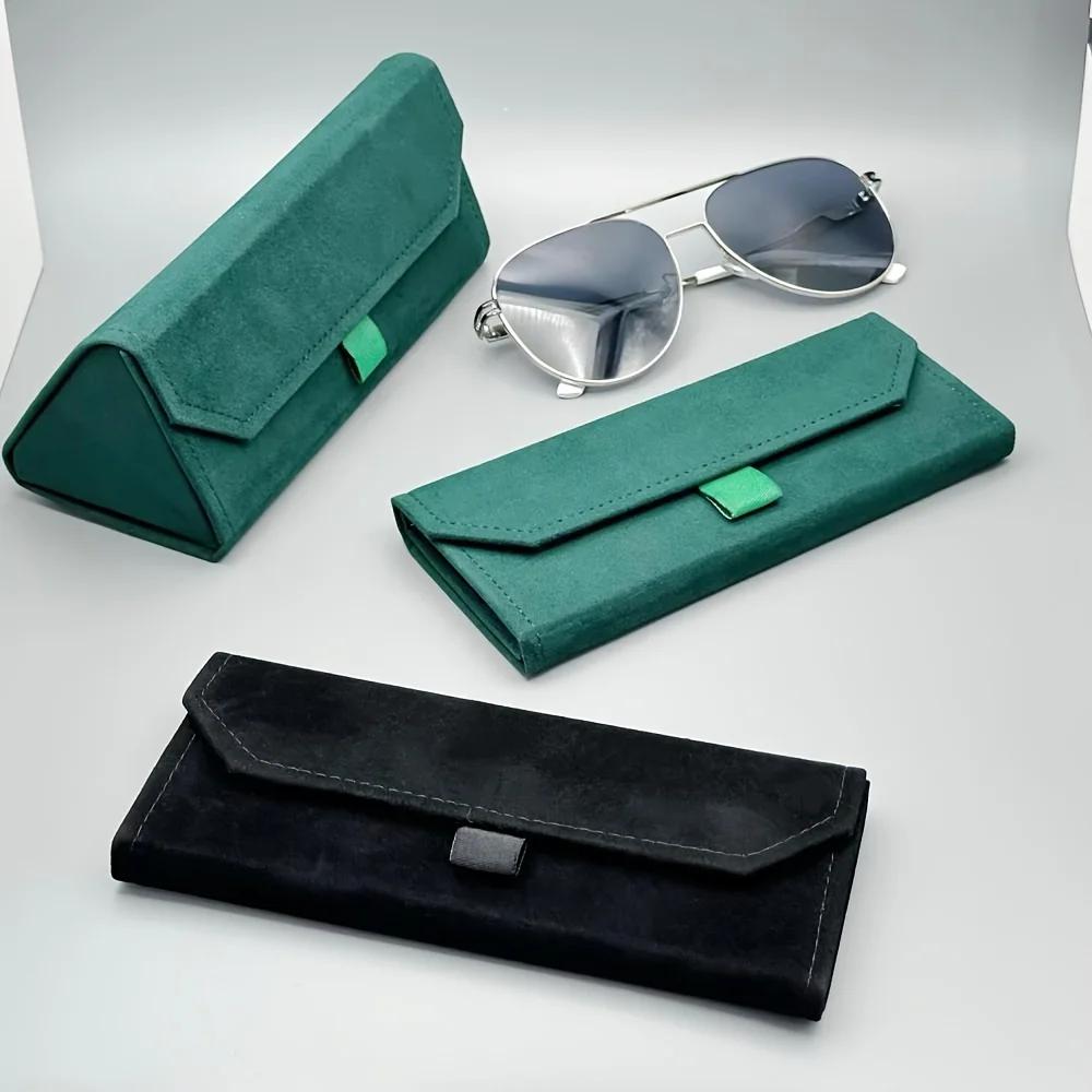 1pc velours Triangle pliant lunettes femmes étui élégant lunettes de soleil étui sac à main dur homm